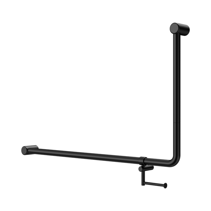 Nero NRCR3290ehMB Mecca Care 32mm DDA 90 Degree Bent Tube Grab Rail 600X1000mm With Toilet Roll Holder Matte Black image 1 b025e8c3 daa9 42d5 9f75 2a6a8014114a | SKU: NRCR3290EHMB