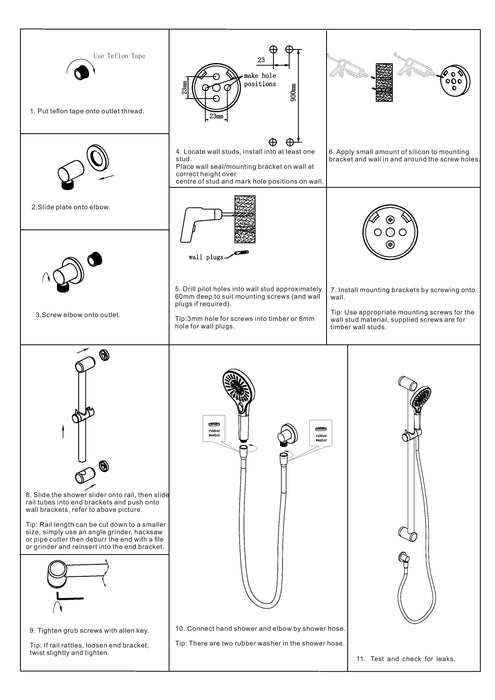 Nero Mecca Care 32mm Grab Rail And Adjustable Shower Rail Set 900mm