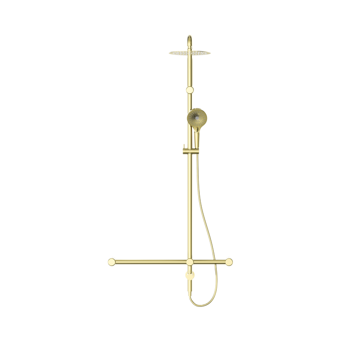 Nero NRCS008BG Mecca Care 32mm T Bar Grab Rail 1100x750mm Twin Shower Set Brushed Gold image 2 | SKU: NRCS008BG