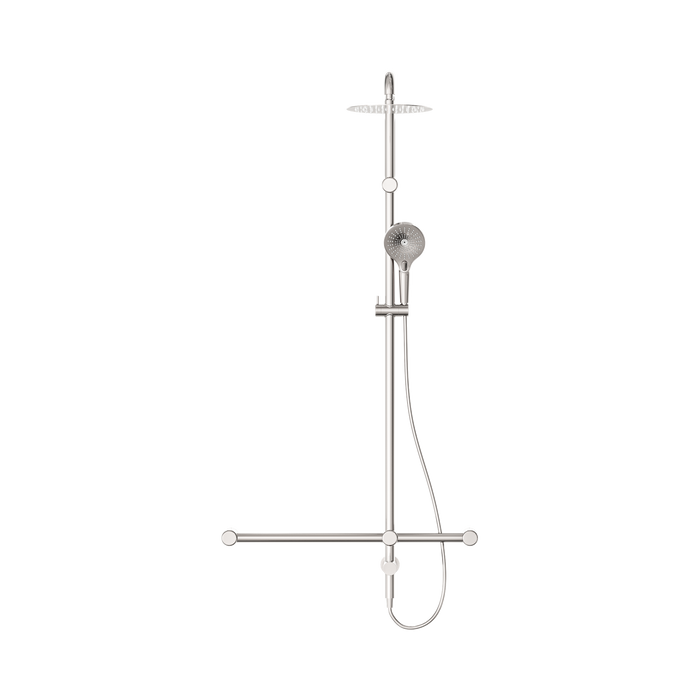 Nero NRCS008BN Mecca Care 32mm T Bar Grab Rail 1100x750mm Twin Shower Set Brushed Nickel image 3 | SKU: NRCS008BN