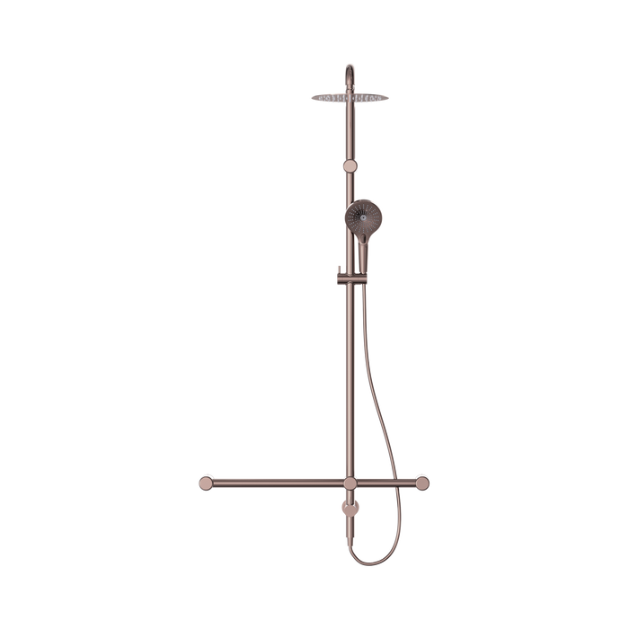 Nero NRCS008BZ Mecca Care 32mm T Bar Grab Rail 1100x750mm Twin Shower Set Brushed Bronze image 2 | SKU: NRCS008BZ