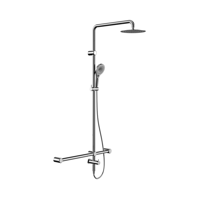 Nero Mecca Care 32mm T Bar Grab Rail 1100x750mm Twin Shower Set - Chrome