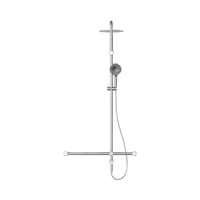 Nero NRCS008CH Mecca Care 32mm T Bar Grab Rail 1100x750mm Twin Shower Set Chrome image 2 | SKU: NRCS008CH