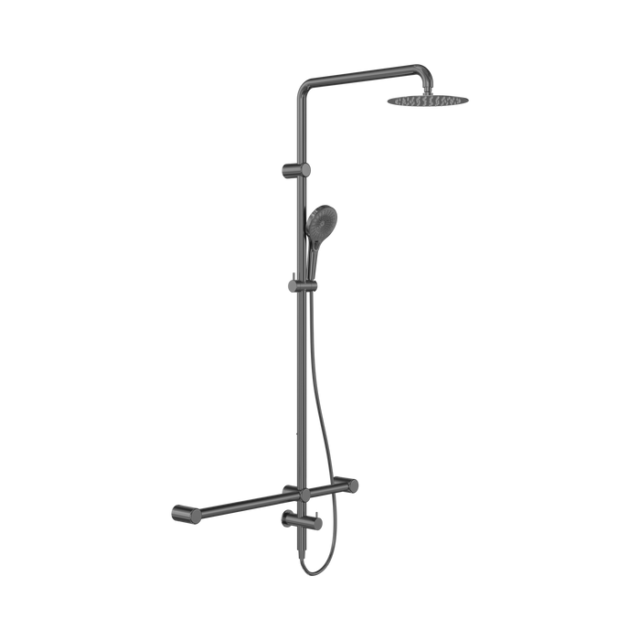 Nero Mecca Care 32mm T Bar Grab Rail 1100x750mm Twin Shower Set - Gun Metal
