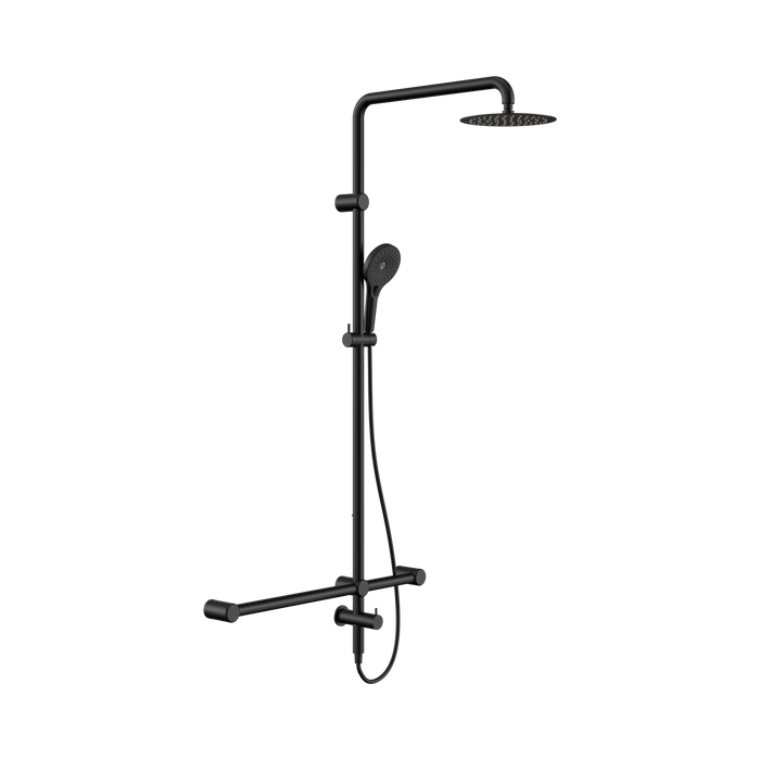 Nero Mecca Care 32mm T Bar Grab Rail 1100x750mm Twin Shower Set - Matte Black