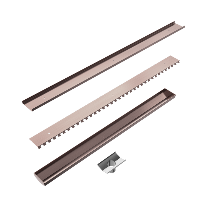 Nero NRFG002HSBZ Tile Insert V Channel 900x82mm Floor Grate 50mm Outlet Brushed Bronze image 2 | SKU: NRFG002HSBZ