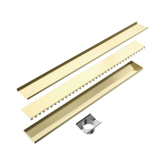 Nero NRFG010HSBG Tile Insert V Channel 800x106mm Floor Grate 90mm Outlet Brushed Gold image 2 | SKU: NRFG010HSBG