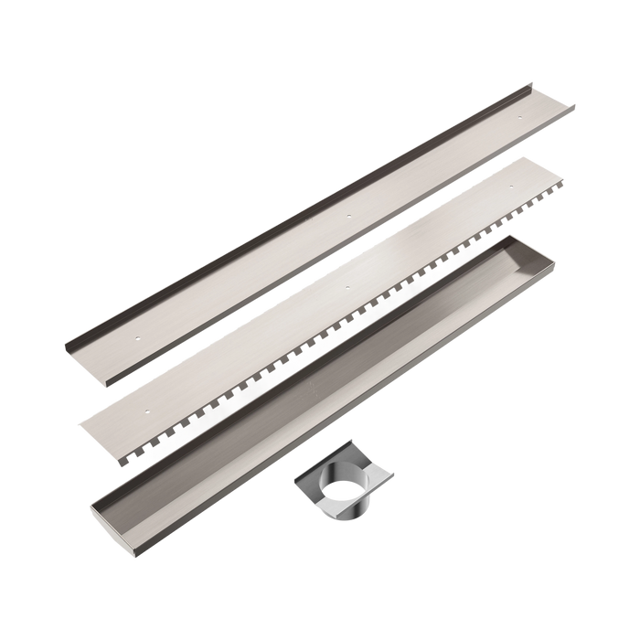 Nero NRFG010HSBN Tile Insert V Channel 800x106mm Floor Grate 90mm Outlet Brushed Nickel image 2 | SKU: NRFG010HSBN