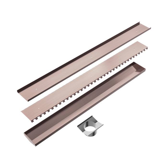 Nero NRFG010HSBZ Tile Insert V Channel 800x106mm Floor Grate 90mm Outlet Brushed Bronze image 2 | SKU: NRFG010HSBZ