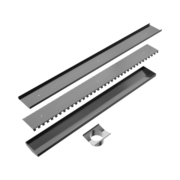 Nero NRFG010HSGM Tile Insert V Channel 800x106mm Floor Grate 90mm Outlet Gun Metal image 2 | SKU: NRFG010HSGM