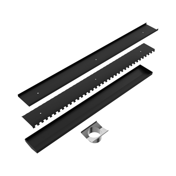 Nero NRFG010HSMB Tile Insert V Channel 800x106mm Floor Grate 90mm Outlet Matte Black image 2 | SKU: NRFG010HSMB