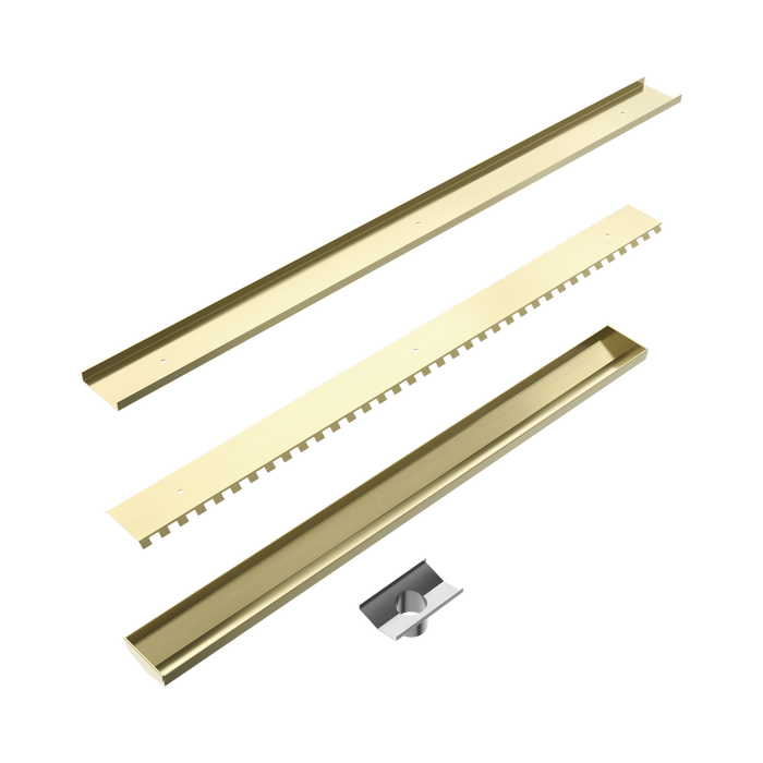 Nero NRFG011HSBG Tile Insert V Channel 800x82mm Floor Grate 50mm Outlet Brushed Gold image 2 | SKU: NRFG011HSBG
