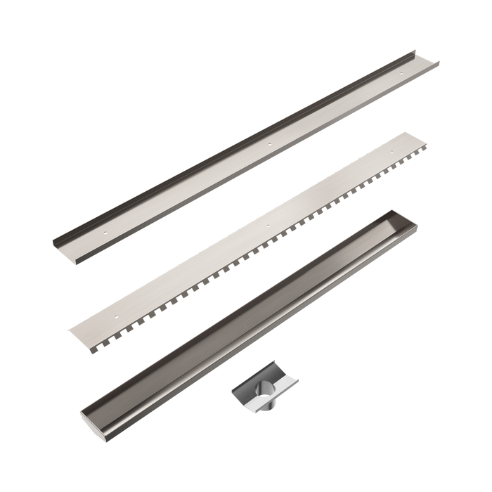 Nero NRFG011HSBN Tile Insert V Channel 800x82mm Floor Grate 50mm Outlet Brushed Nickel image 2 | SKU: NRFG011HSBN