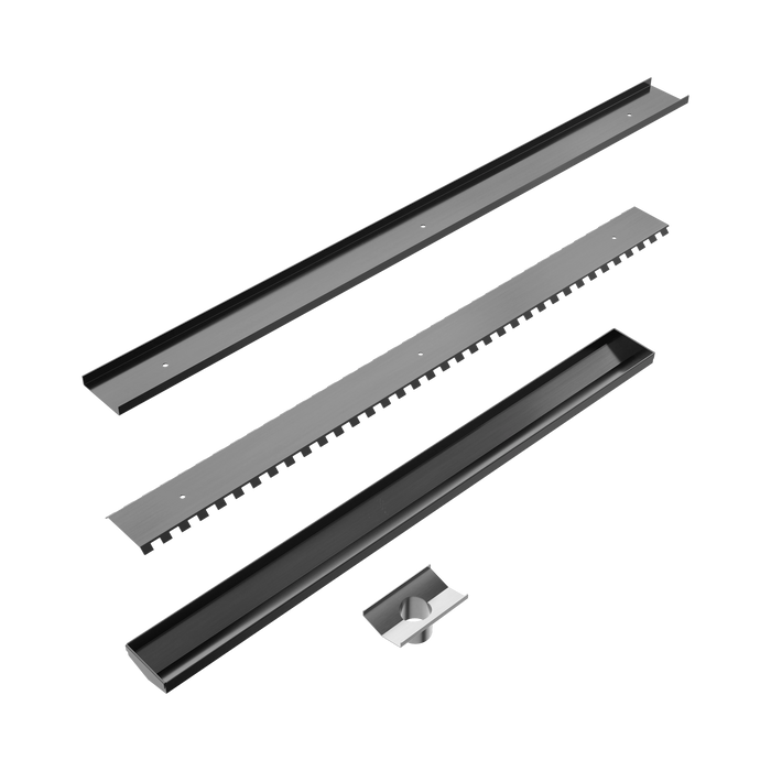 Nero NRFG011HSGM Tile Insert V Channel 800x82mm Floor Grate 50mm Outlet Gun Metal image 2 | SKU: NRFG011HSGM