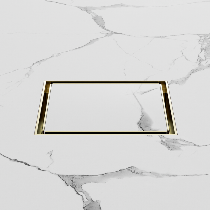 Nero NRFW008BG 130mm Square Tile Insert Floor Waste 100mm Outlet Brushed Gold image 2 | SKU: NRFW008BG