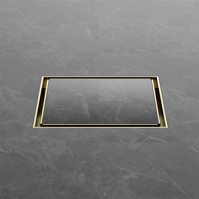 Nero NRFW008BG 130mm Square Tile Insert Floor Waste 100mm Outlet Brushed Gold image 3 | SKU: NRFW008BG