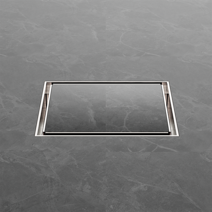 Nero NRFW008BN 130mm Square Tile Insert Floor Waste 100mm Outlet Brushed Nickel image 3 | SKU: NRFW008BN