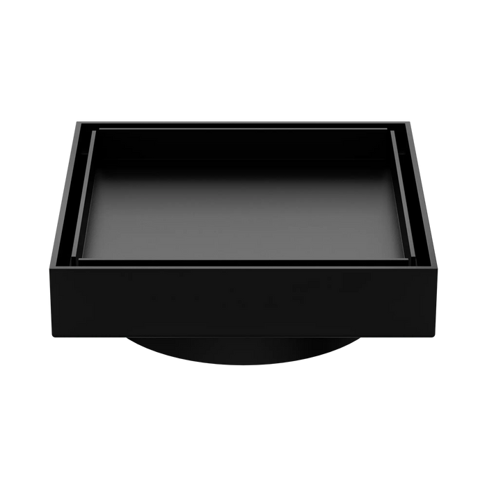 Nero 130mm Square Tile Insert Floor Waste 100mm Outlet - Matte Black