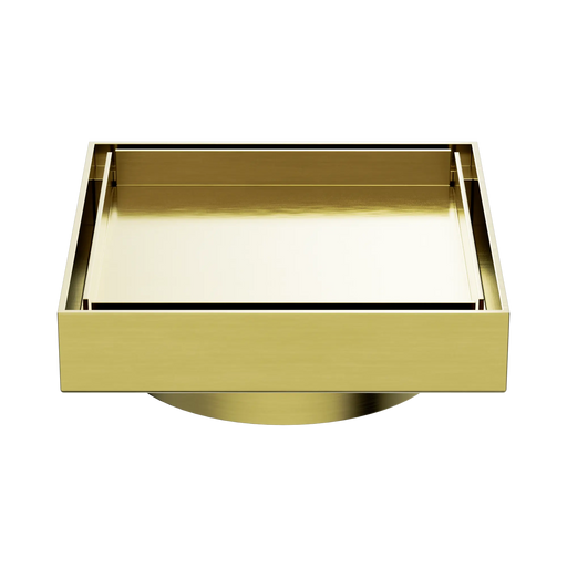 Nero 100mm Square Tile Insert Floor Waste 80mm Outlet - Brushed Gold