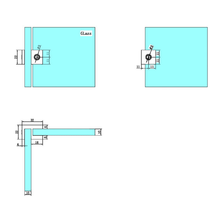 Nero Over-Panel Glass To Glass Fitting 10mm Glass