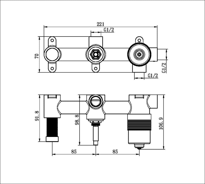 Nero Premium 35mm Universal Shower System Body Only