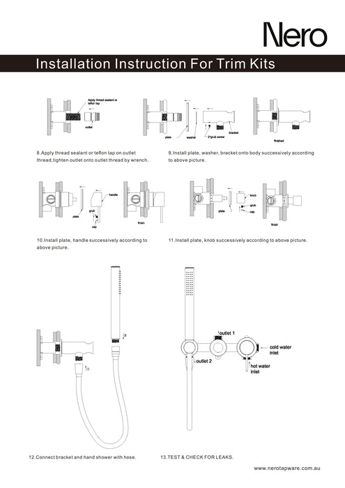 Nero Premium 35mm Universal Shower System Body Only