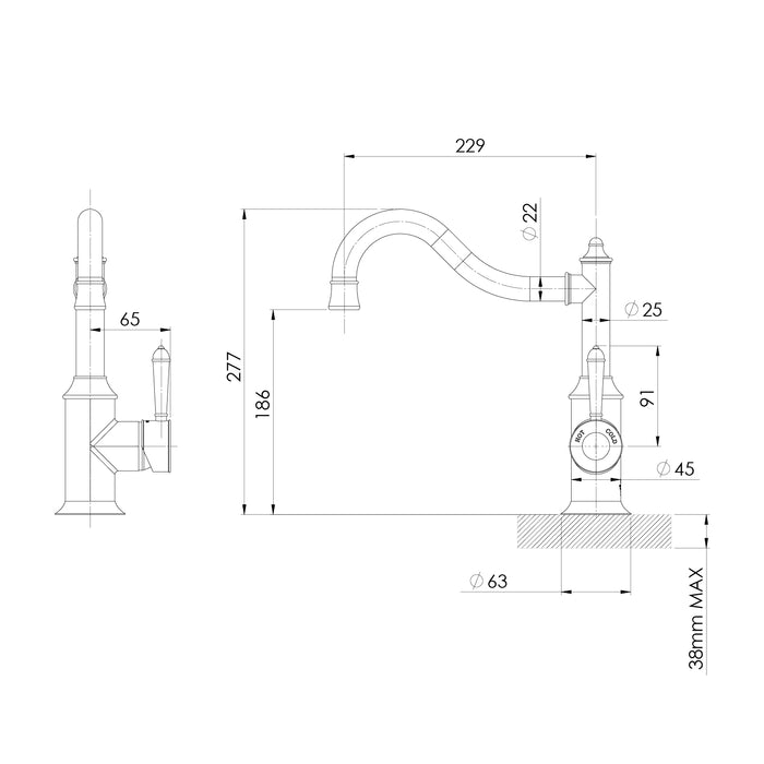 Nostalgia Sink Mixer 220mm Shepherds Crook