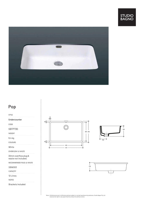 Studio Bagno Pop - Undercounter 555mm