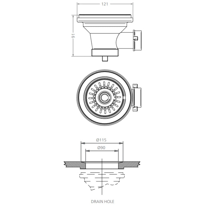 Shaws - Luxe by Design Shaws Basket Strainer Raw Brass 90mm - Clearance