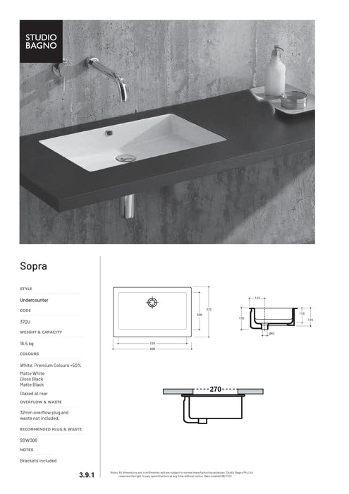 Studio Bagno Sopra Undercounter 600mm