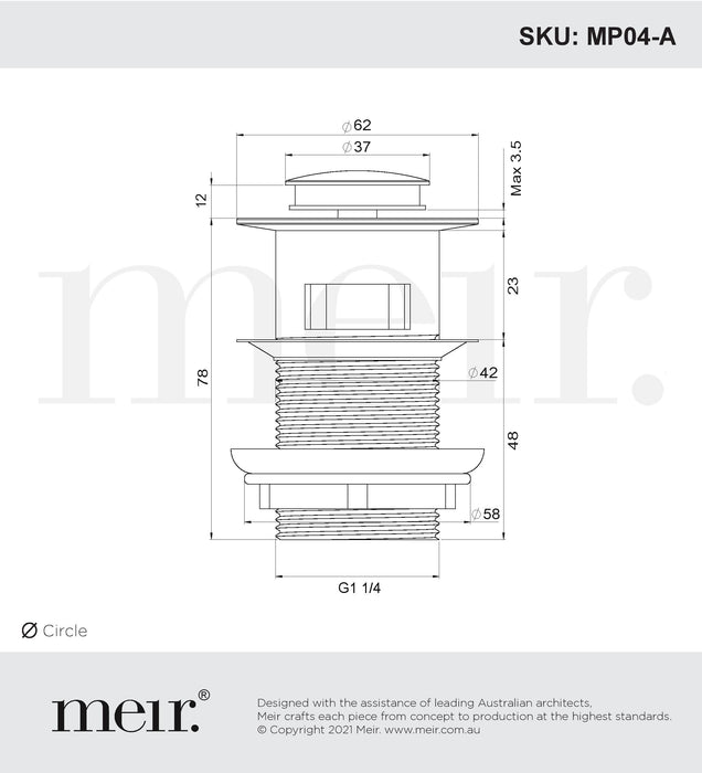 Meir Basin Pop Up Waste 32MM - Overflow / Slotted