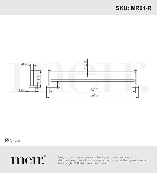 Meir Round Double Towel Rail 600MM