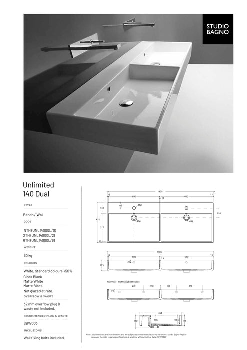 Studio Bagno Unlimited 140 1405mm