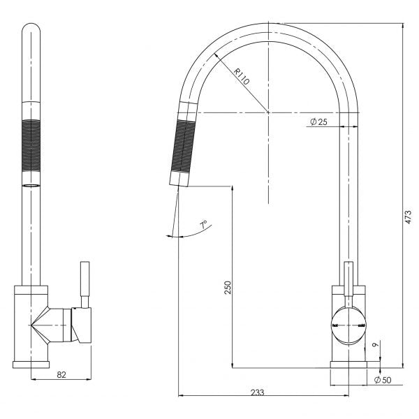 Vivid Pull Out Sink Mixer