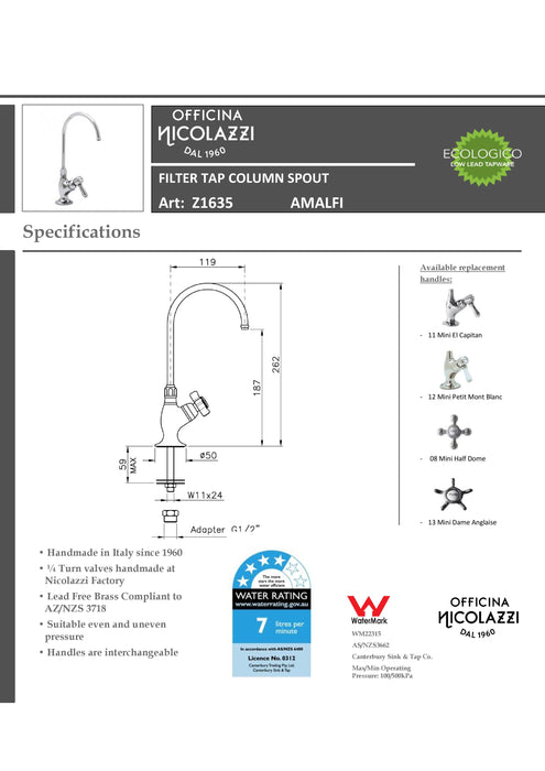 Nicolazzi Amalfi 1635 Water Filter Tap