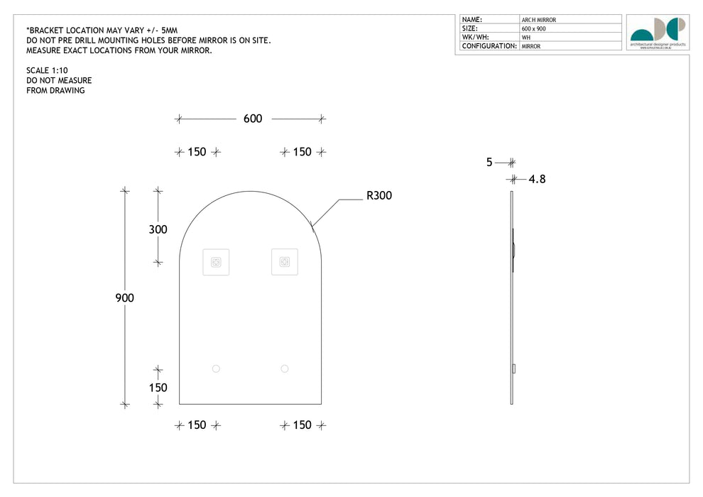 ADP Arch Mirror 600x900