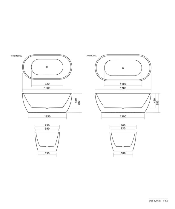 Seima Arko 120 freestanding bath | No Overflow