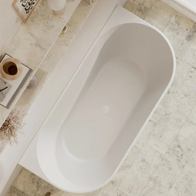 Cassa Design Auris Round Back to Wall 1400mm Bathtub in Matte Finish