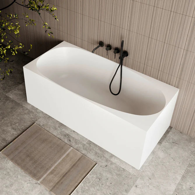 Cassa Design New Multi Square Corner Back To Wall 1700mm Freestanding Bath in Matte White