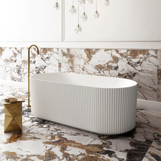 Cassa Design V-Groove Round 1700mm Bath in Matte White