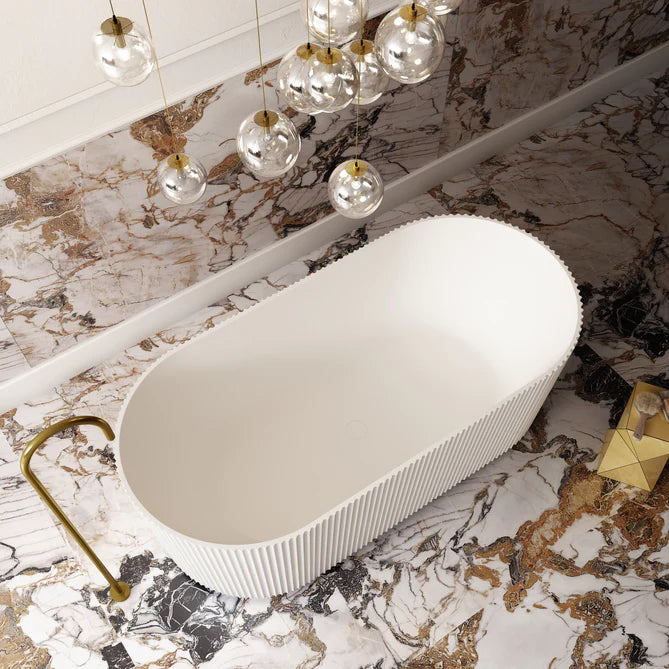 Cassa Design V-Groove Round 1700mm Bath in Matte White