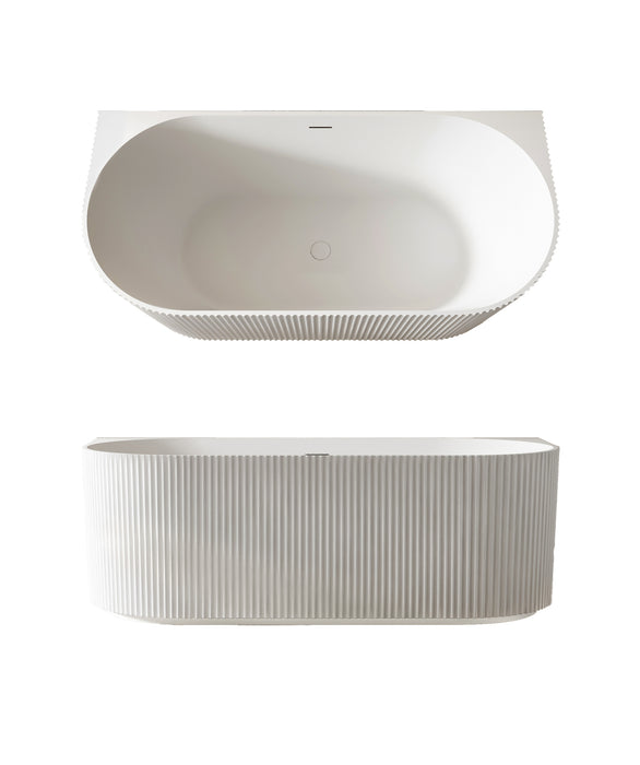 Seima Cleo 115 Fluted Back-to-wall Freestanding Bath | Integrated Slot Overflow