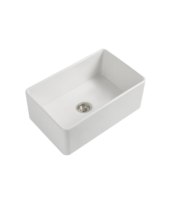 Seima Cleo 760 Duo fluted/flat apron front ceramic sink - White Gloss