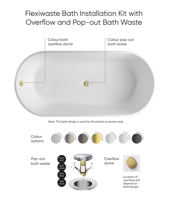 Seima Limni 135 inset island bath 1700mm | With overflow premium and Pop-out Waste