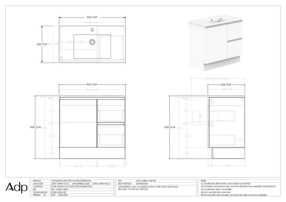 ADP Jane Express 900 Wall Hung / Floor Mount