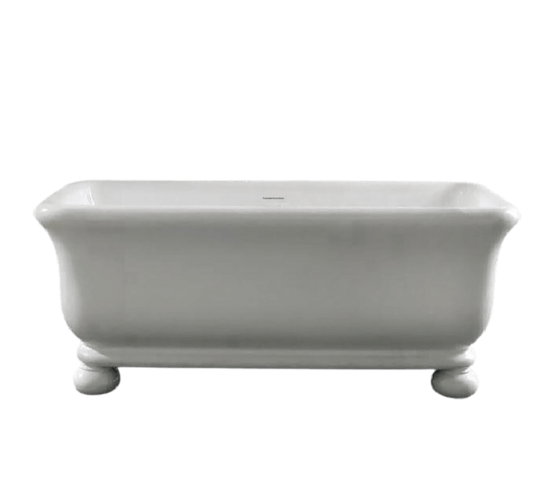 Turner Hastings Kirkham 180 x 84 TitanCast Solid Surface Bath With Ball Feet - Satin Silk White