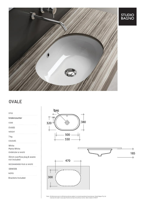 Studio Bagno Ovale 550mm