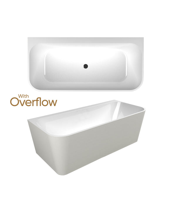 Seima Plati 130 Back-to-wall freestanding bath – with overflow and Pop-out Waste