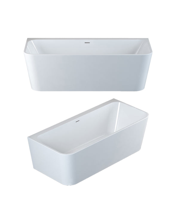 Seima Plati 135 Back-to-wall freestanding bath – with integrated slot overflow