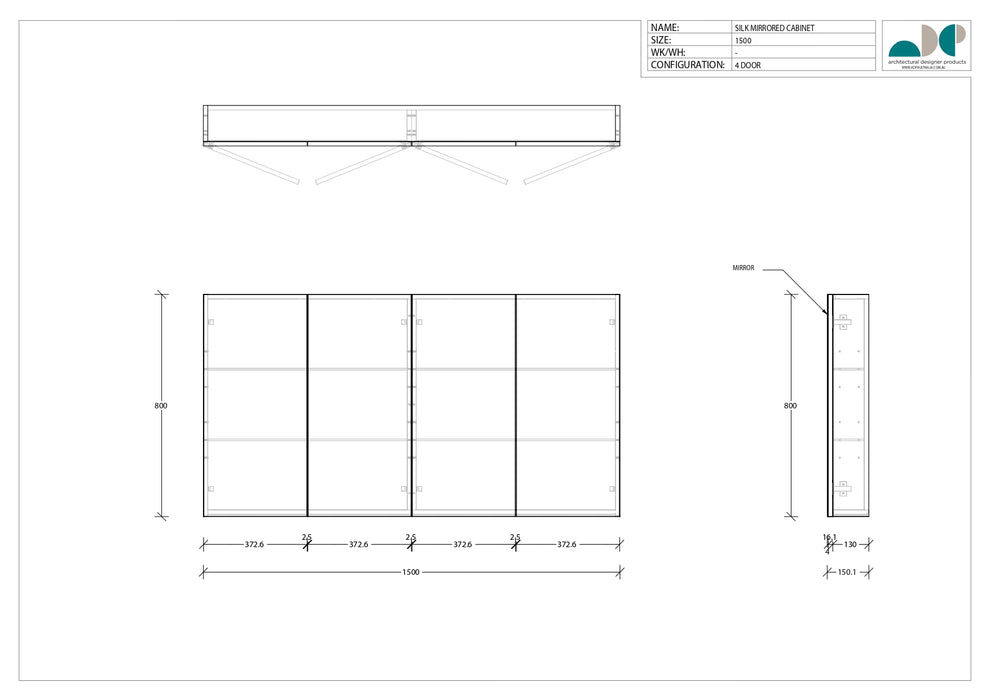 ADP Silk 4 Door Mirrored Cabinet 1500mm